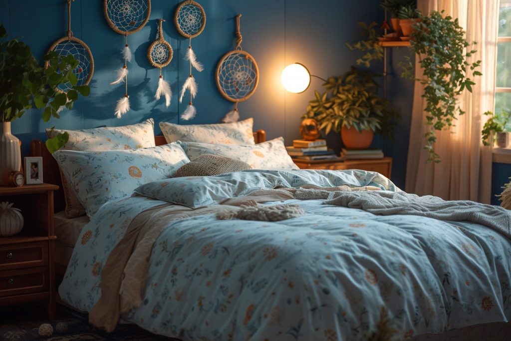Housse de couette attrape rêve : Nuits paisibles et décor bohème