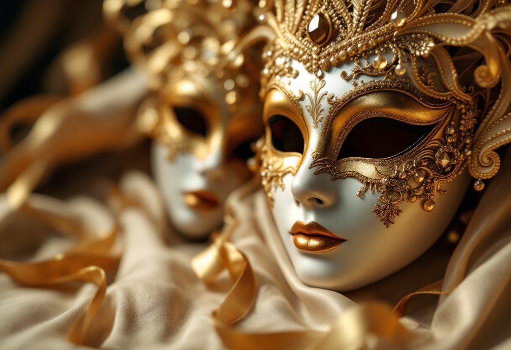 Masques dorés du carnaval vénitien : élégance et tradition