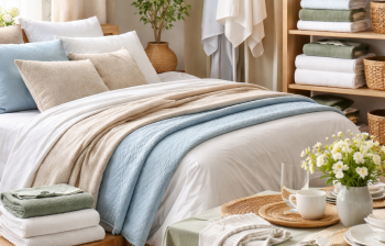 Chambre lumineuse et textiles raffinés