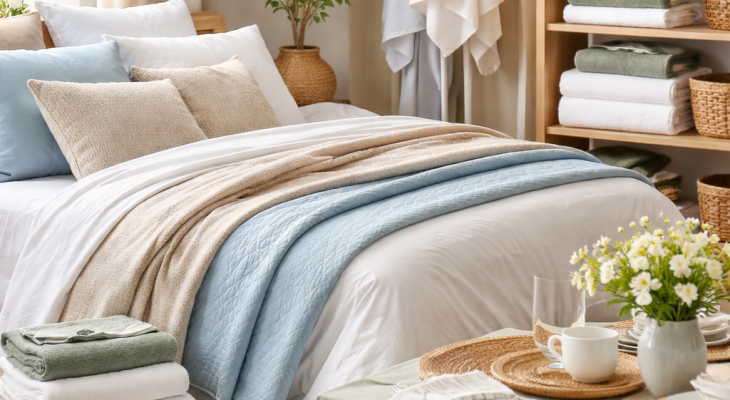 Chambre lumineuse et textiles raffinés