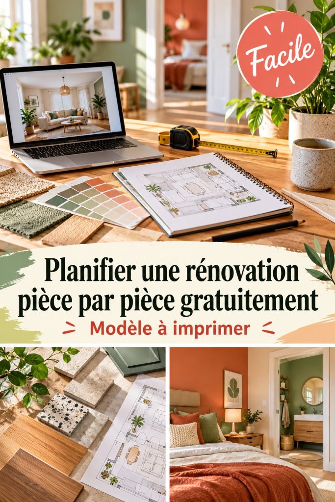Fiche de planification de rénovation sur un bureau avec des outils